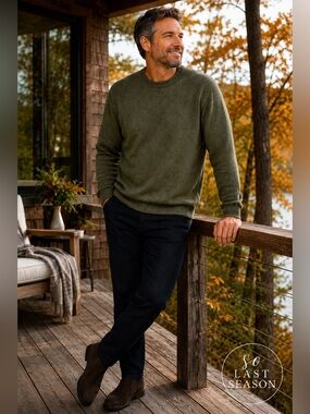Theory Olive Green Crewneck Sweater